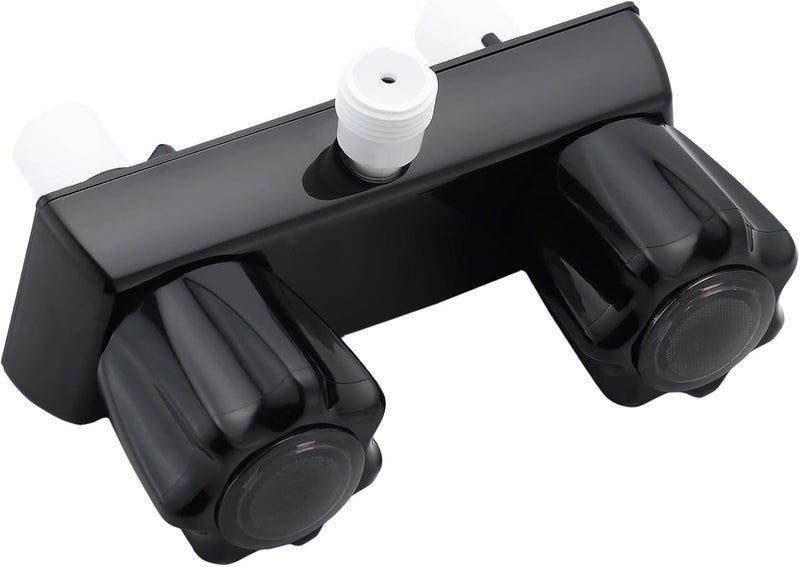 gcbcrit RV Shower Faucet, Dual-Handle Camper Shower Faucet with Acrylic Knobs, 4" RV Shower Valve Diverter, RV Outdoor Shower for RV, Camper Van, Outside and Inside Bathroom Shower (Black) - Image 1
